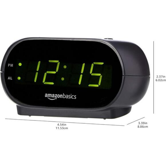 Black Digital LED Alarm Clock with Snooze Nightlight Battery Backup Compact - Picture 3 of 8
